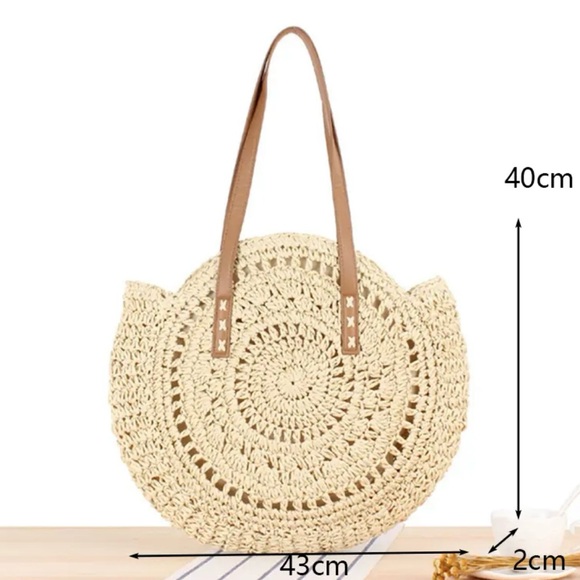 NEW OVERSIZED LARGE WOVEN STRAW TOTE HANDBAG OR BEACH BAG NATURAL COLOR-NEW - Picture 8 of 8